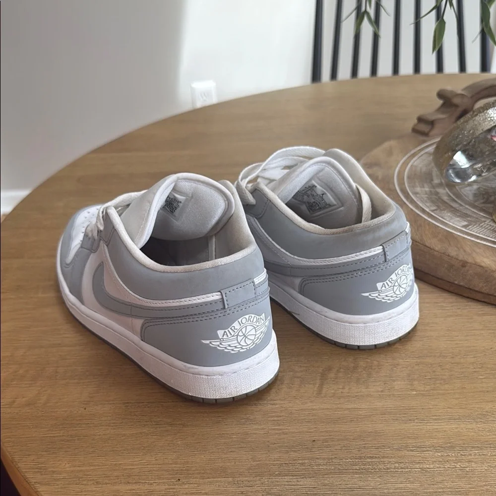 Women’s Air 1 Jordan Low Gray and White Sneakers - Picture 2 of 6